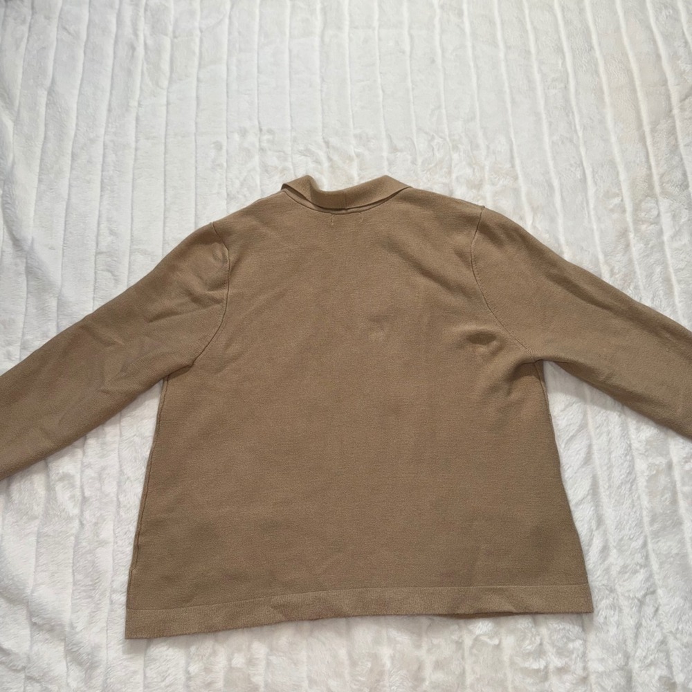 Charter Club Petite Knit Open Front Cardigan Tan P/L Zipper Pockets - Picture 3 of 10